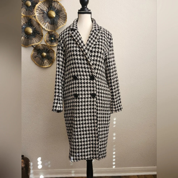 Louna Houndstooth Long Coat - Picture 1 of 13